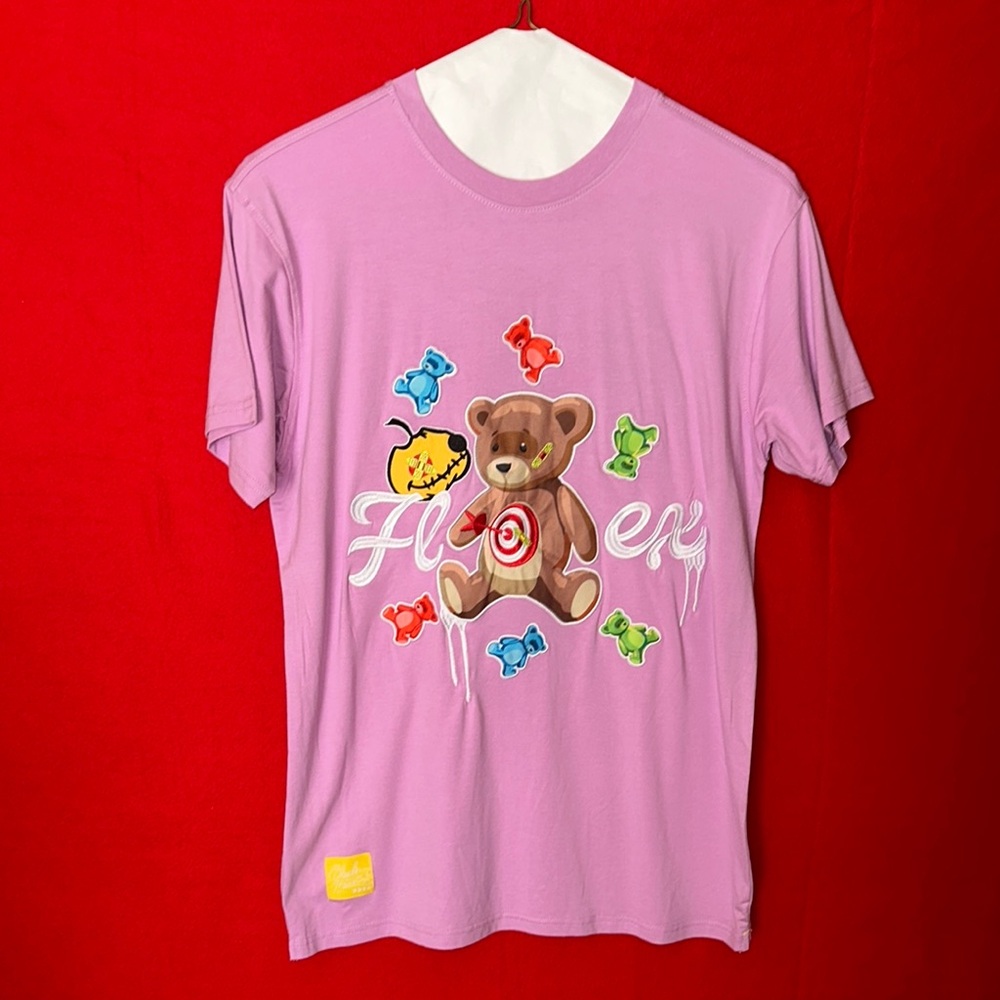 Soft Pink Short Sleeve Tee with Teddy Bear Graphic